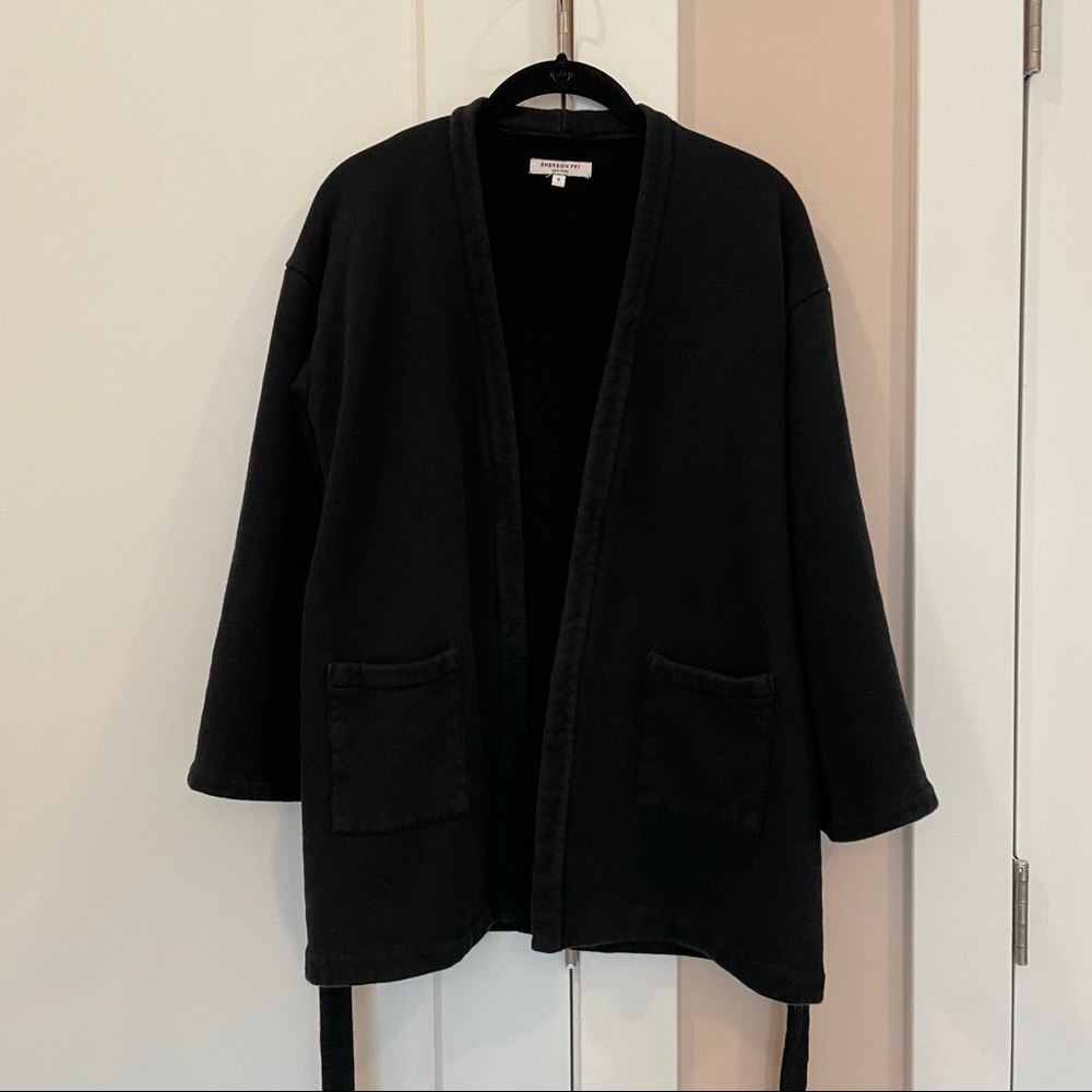 Emerson Fry Sweatshirt Wrap with Tie- Black, Small